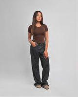 Double Layer Half Sleeves Basic Top – brown
