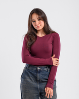 Double Layer Long Sleeves Top-Burgundy