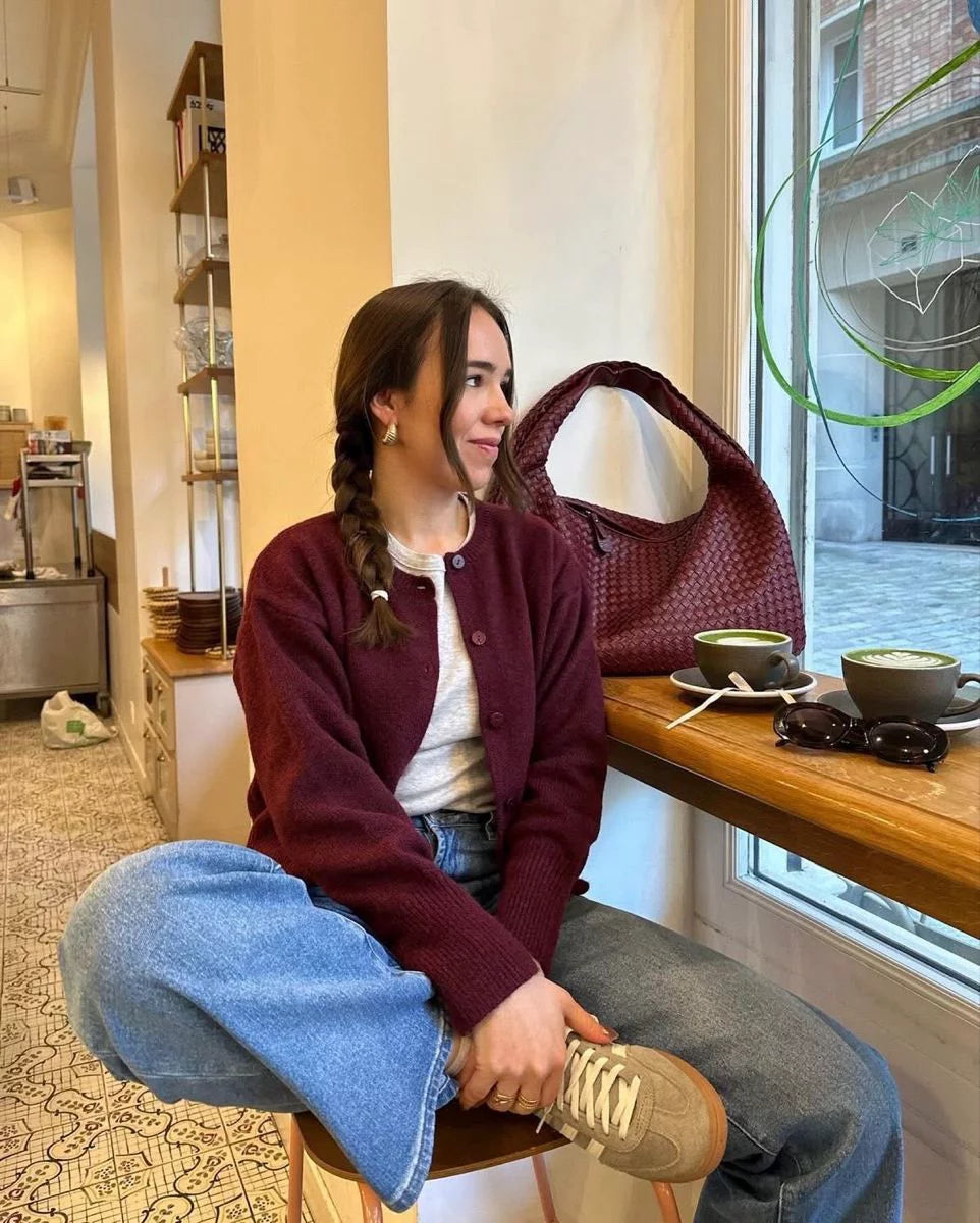 Knitted blouse - burgundy