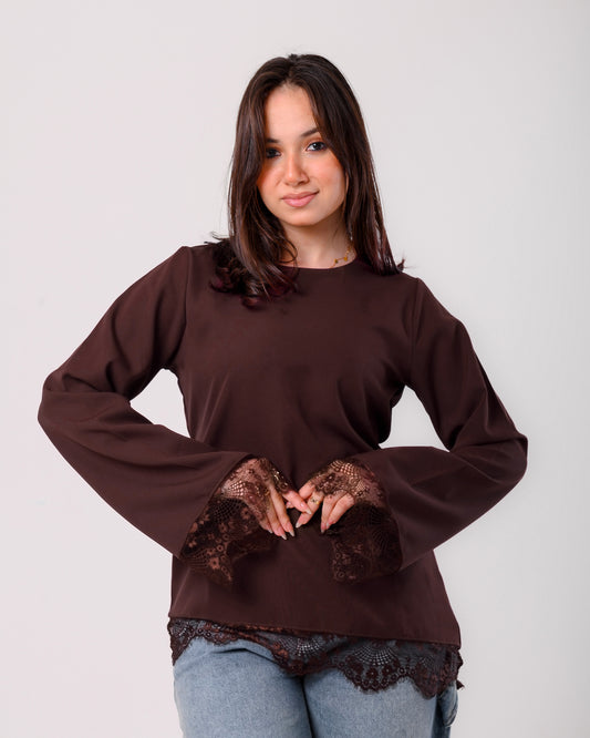 Lace top - brown