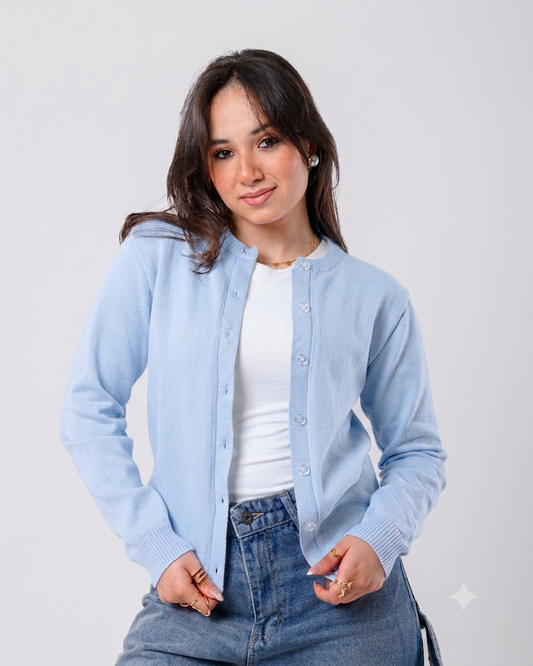 Knitted blouse - baby blue