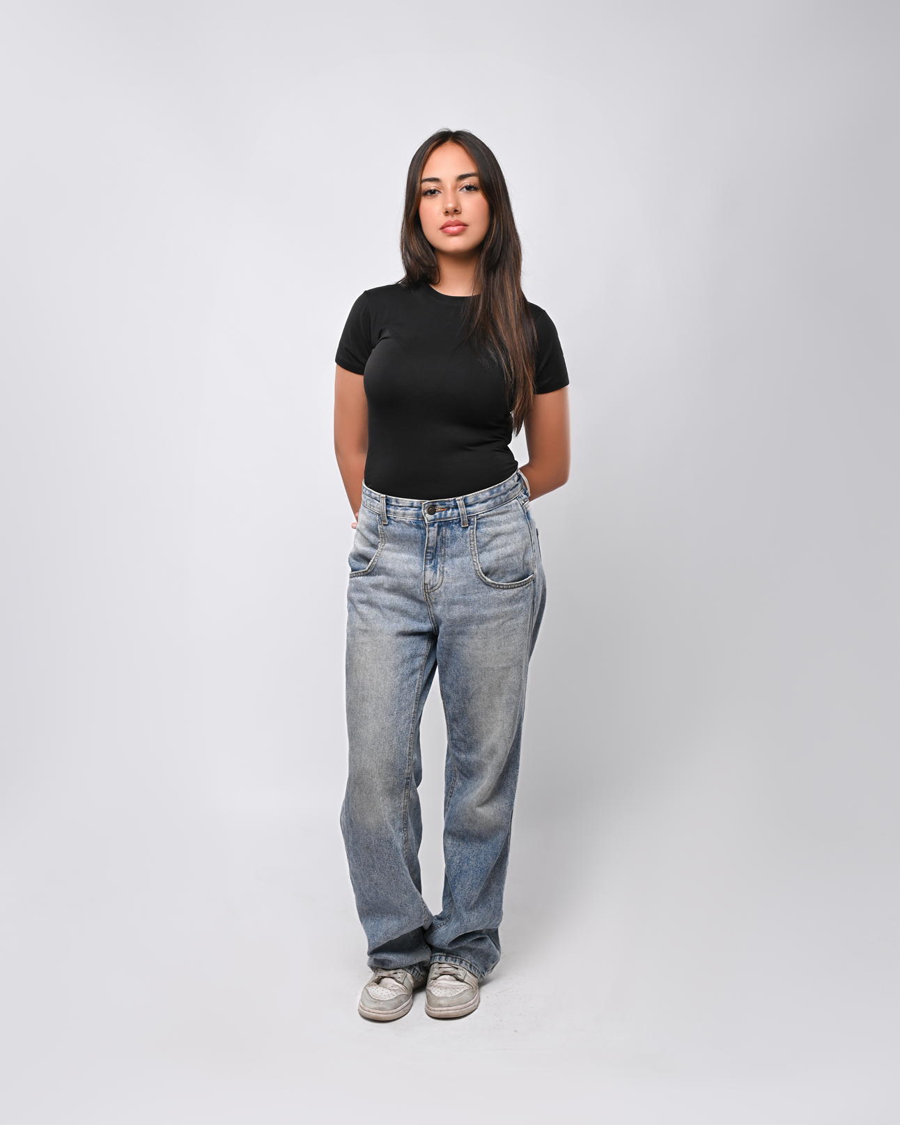 Double layer Half Sleeves Basic Top _ Black