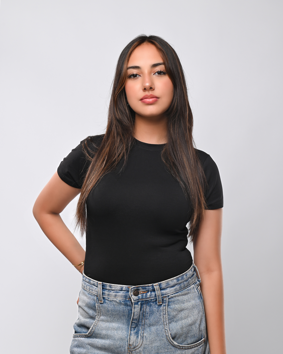 Double layer Half Sleeves Basic Top _ Black