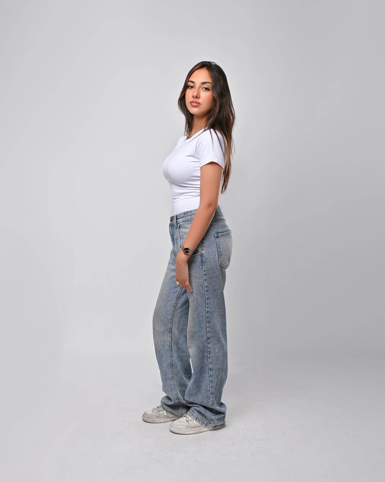 Double Layer Half Sleeves Basic Top – White