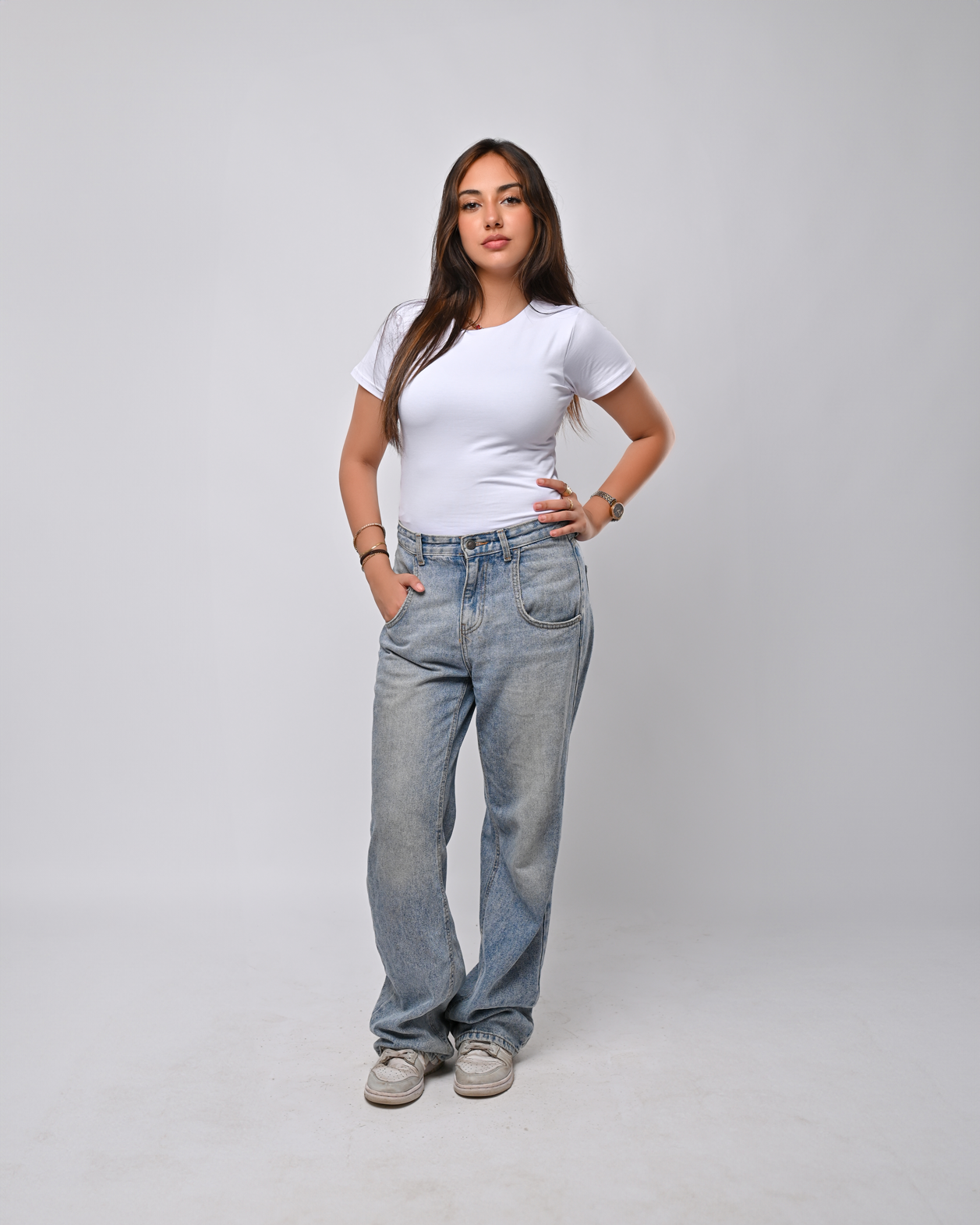 Double Layer Half Sleeves Basic Top – White