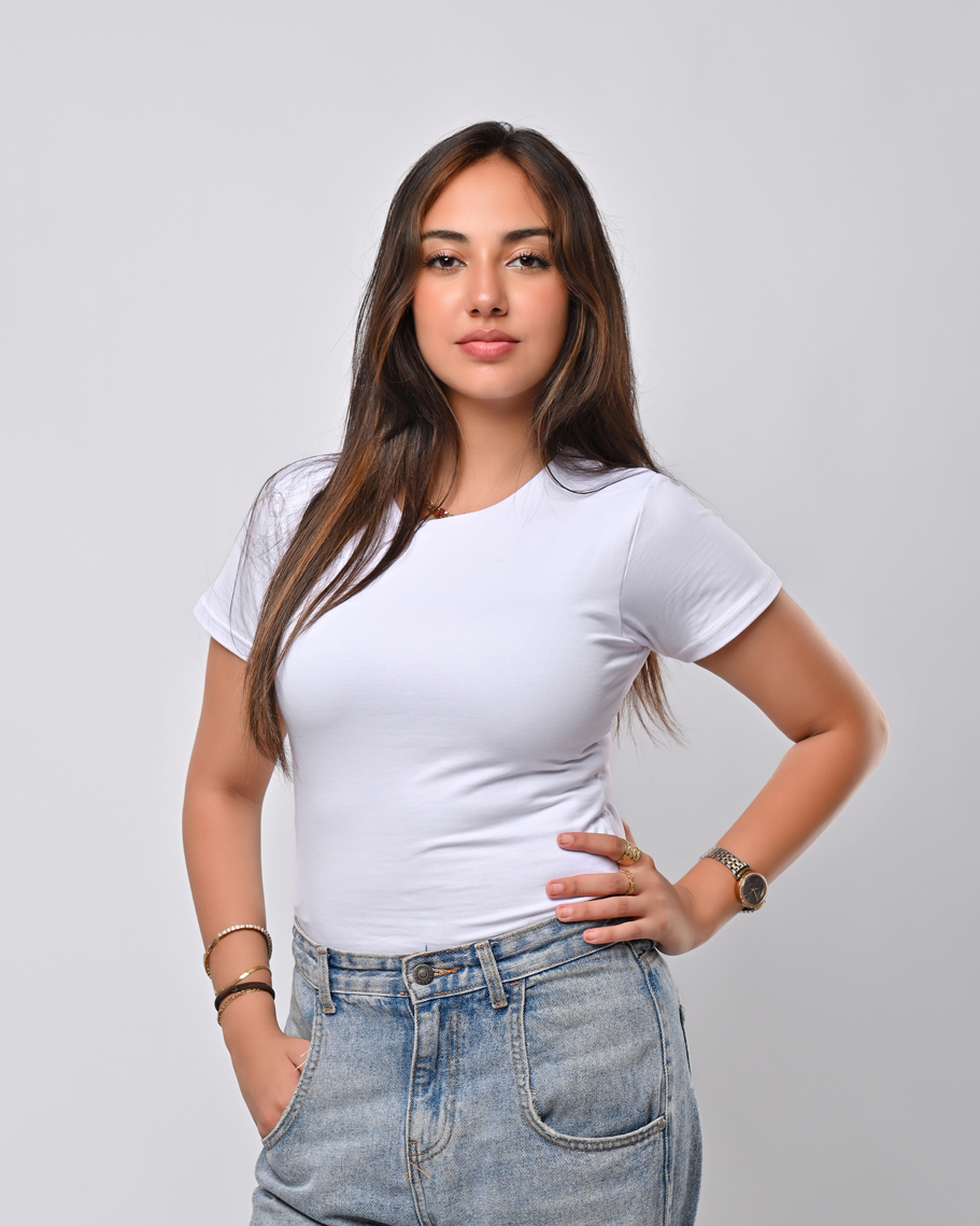 Double Layer Half Sleeves Basic Top – White