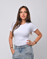 Double Layer Half Sleeves Basic Top – White