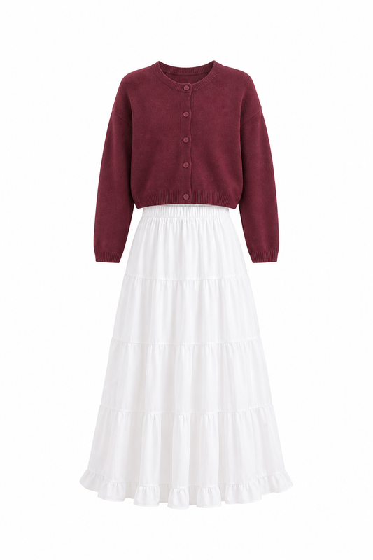 Burgundy & white