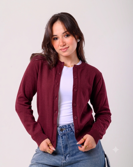 Knitted blouse - burgundy
